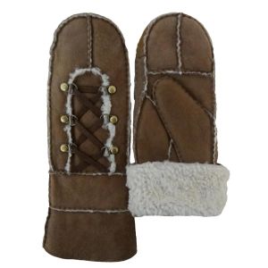 Buy cheap Wholesale mitten gloves sheepskin leather gloves with metal button from wholesalers