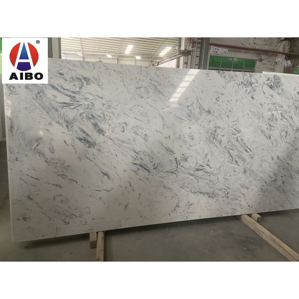Quality NSF Calacatta Quartz Stone Slab With White Background Scratch Resistant for sale