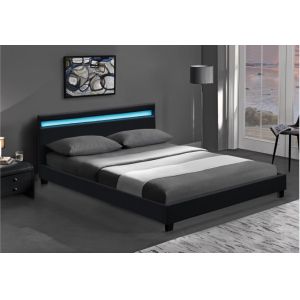 Buy cheap Wooden Double LED Upholstered Bed Black White With Headboard Led Lights from wholesalers