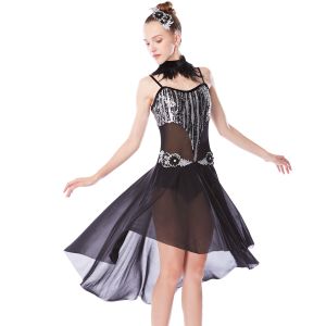 Buy cheap MiDee Lyrical Dress Modern Dance Costumes Heavy Sequins Silver/Back With Feather Neck Wear For Solo Performance from wholesalers