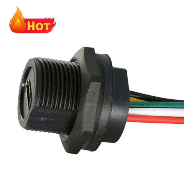 CircularPlastic USB 3.0 Type C Micro USB panel installed waterproof connector cable IP67 IP68 with braided shielding