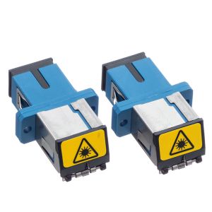 Buy cheap Optical Fiber Adapter Simplex SC APC 9 / 125μm With Full Flange Auto - Shutter Blue Plastic / metal from wholesalers