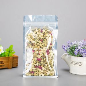 Buy cheap Custom Flat Bottom Aluminum Foil pouch With One Side Clear Transparent Aluminium Foil Bag With Zipper For Food Packaging from wholesalers
