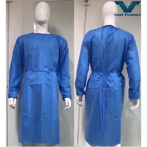 Quality Strong SMS Virgin Surgical Gown Hypo Allergenic Water Repellent Easy Wear 120*140cm 45gsm SGS Certified for sale