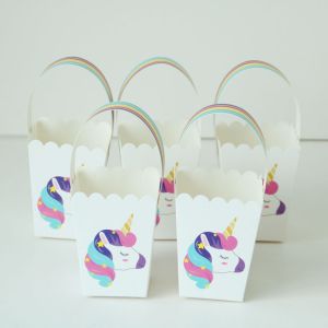 Buy cheap 250gsm Whitecard Unicorn Flat Candy Paper Bag With Rainbow Handle from wholesalers