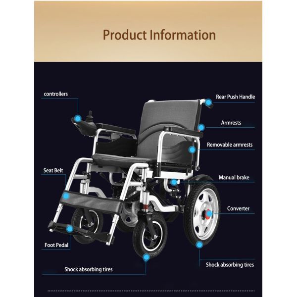 Comfortable and Spacious Folding Lightweight Power Range Powerful Electric Mobility Wheelchair