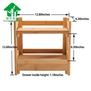 Buy cheap Miscellaneous Storage Rack Desktop Small Two-Layer Bamboo Cosmetics Rack with Drawer from wholesalers