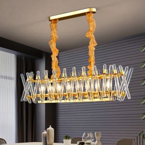 Luxury Kitchen Chandelier Modern Home Decor Hang Lamp Gold Rectangle ceiling