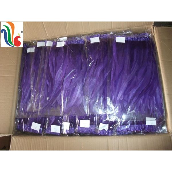 Length 1 Meter Rooster Coque Feather Fringe Trim with Satin Ribbon