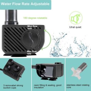Ultra Quiet Submersible Water Pump 3W Aquarium With 2 Nozzles