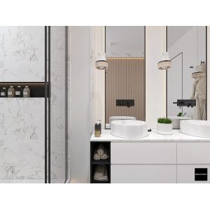 Buy cheap Customized White Bathroom Cabinet with Sliding Drawers Open Shelf from wholesalers