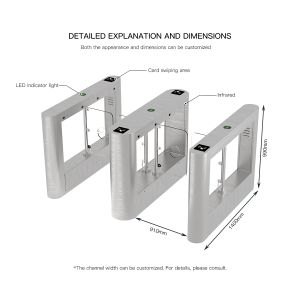 Buy cheap HCW Durable Barrier Turnstile Gate with 910mm Channel Width and 4-Pair Infrared Anti-Tailgating ISO 9001/CE Certified Swing Gate Turnstile from wholesalers