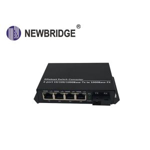 Buy cheap AC 240V Single Mode dual Fiber To Ethernet Media Converter 4 Port 10 100 1000M product