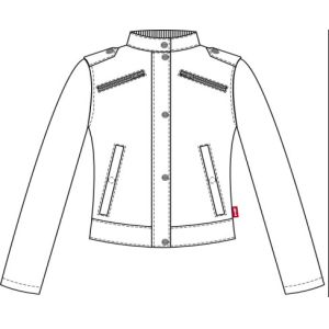 Ladies' Red Pleather Jacket With Epaulets And Branded Poppers On Shoulder