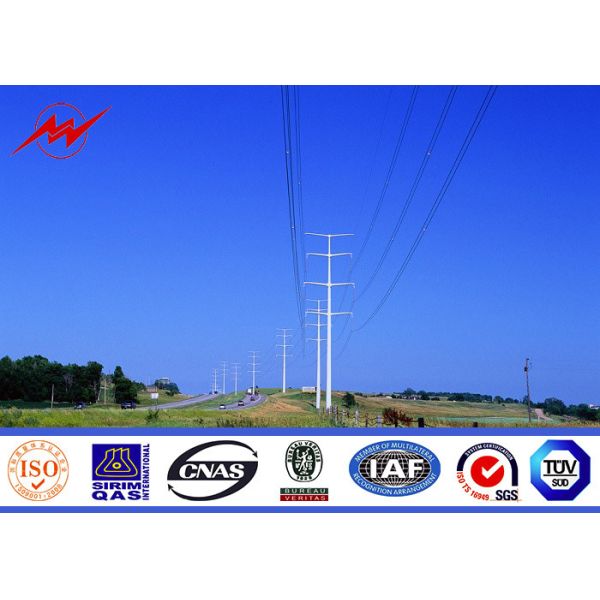 Quality Bitumen 132kv Double Circuit Galvanized Steel Pole , Steel Power Poles for sale