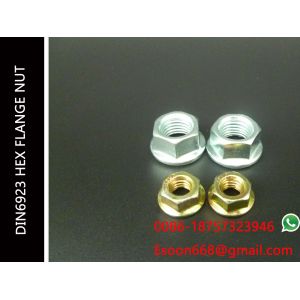 Buy cheap DIN6923 Hex Flange nut DIN EN 1661 Yellow AND White Zinc Plated M3-M48 Size range Grade 4.8-12.8 from wholesalers