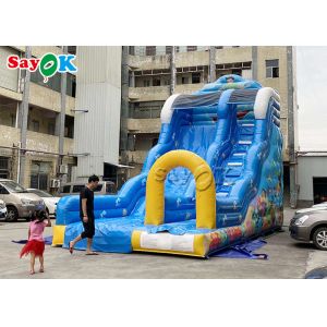9x4.5x6mH Blue Ocean Theme Inflatable Wave Water Slide With Octopus Arch