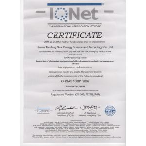 Henan Tianfon New Energy Tech. Co., Ltd Certifications
