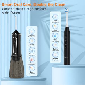 Portable 2-in-1 Teeth Cleaning Kit Electric Toothbrush & Water Flosser Combo for
