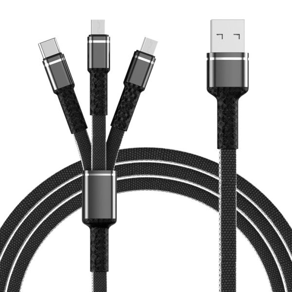 Buy cheap 3 In 1 1.2m USB 2.0 Charging Cable 3A Fast Charging Type C Mobile Phone from wholesalers