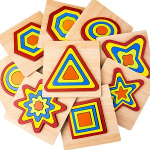 Buy cheap DIY 1cm Geometric Wooden Block Puzzle Toys Jigsaw Baby from wholesalers