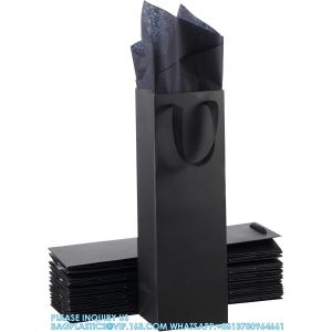 Buy cheap Paper Wine Bag Wine Bottle Bag Holder With Handles With Kraft Tissue Paper Retail Wine Bag For Christmas Holiday from wholesalers