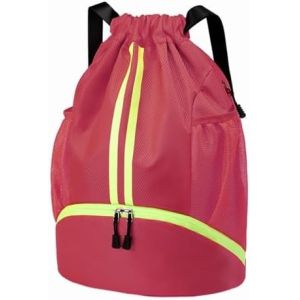 HOEDIA SPORTS DRAWSTRING BACKPACK - STRING SWIM GYM BAG WITH SHOES COMPARTMENT