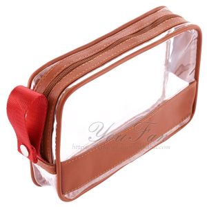 Zip Top PVC Cosmetic Toiletry Bag With PU Trim Custom Service Support