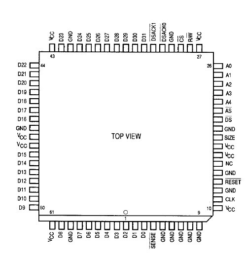Integrated Circuit Chip HCMOS Enhanced Floating-Point Coprocessor MC68882FN25A