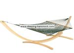 Forest Green Two Person Cool Polyester Rope Hammock , Traditional Double Rope