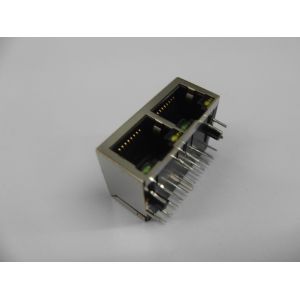 Buy cheap Right angle PCB mount dual port combo RJ45 connector ethernet modular jack from wholesalers
