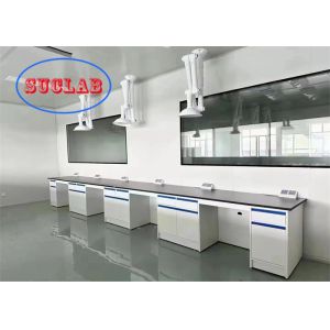 Buy cheap All Steel Lab Workbench Hong Kong with DTC Rail Reagent Racks and Adjustable Glass Shelves from wholesalers