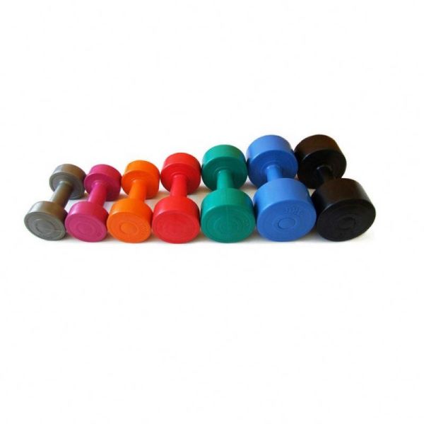 Bodybuilding Equipment Color Round Head Cement Vinyl Dumbbells For Weight Lifting