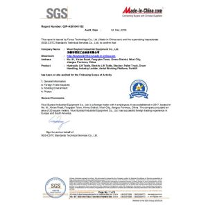 Wuxi Buytool Industrial Equipment Co., Ltd. Certifications