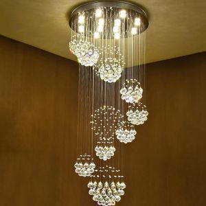 Long Crystal Chandelier Lighting Lustres Lampadari Modern Stage hallway light(WH