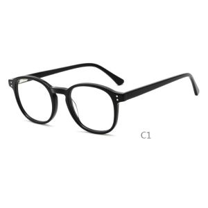 Buy cheap Black Tortoiseshell Acetate Frame Glasses Optical Round Glossy Black from wholesalers