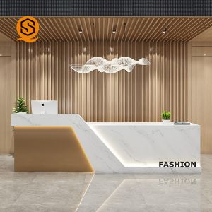 Buy cheap OEM Logo Modern Hotel Reception Desks Solid Surface Material Waterproof from wholesalers