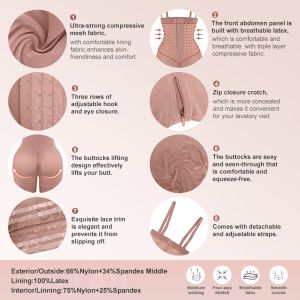 Women's Tummy Control Firm Compression Latex Butt Lifter Shapewear with Buttocks