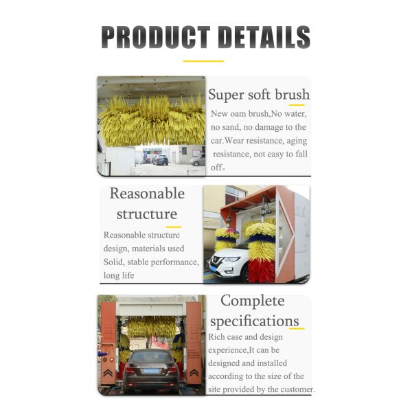Car Cleaning 368*230*285cm Full Automatic Rollover Car Wash Machine Equipment with Style and 3 Brush System