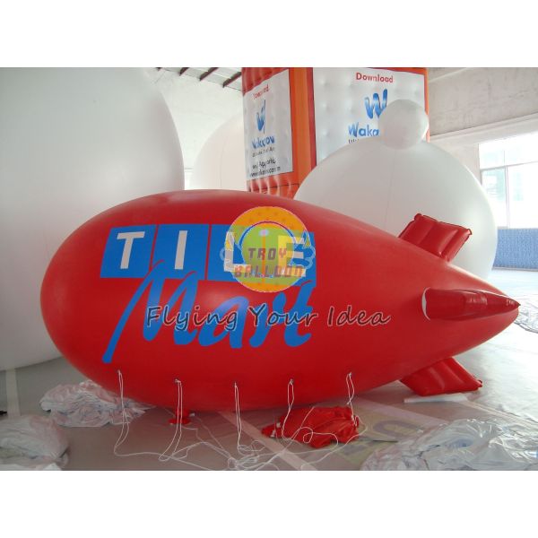 Customized Red PVC Inflatable Helium Zeppelin with Total Digital Printing for