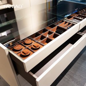 Modern White Customized Wardrobe Closet With Mirror Vanity Table Jewelry Cabinet