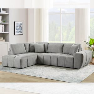 Buy cheap L-Shaped Sectional Sofa with 3 Pillows, Cream Fabric from wholesalers