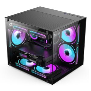 Panoramic Design Computer Case 0.35mm SPCC Steel 5 X 12cm Fans Glass Panels On