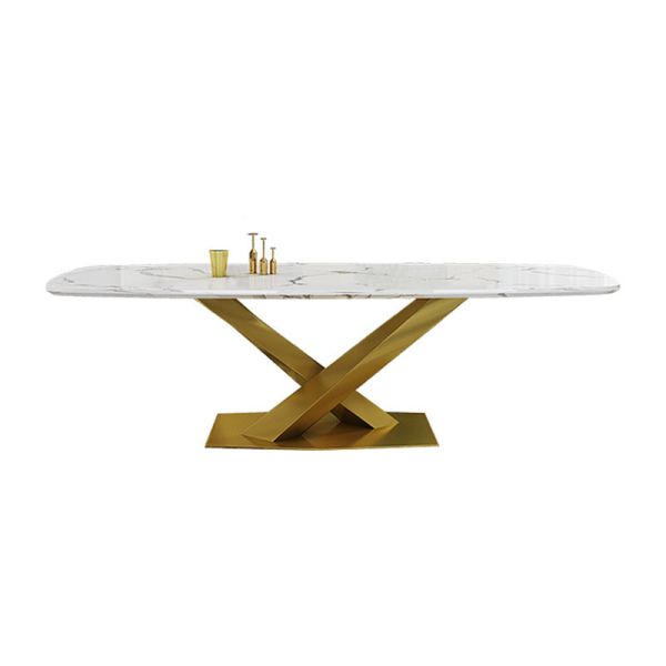 Quality Stainless Steel Legs Marble Extending Dining Table for sale