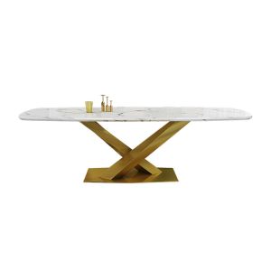 Buy cheap Stainless Steel Legs Marble Extending Dining Table from wholesalers