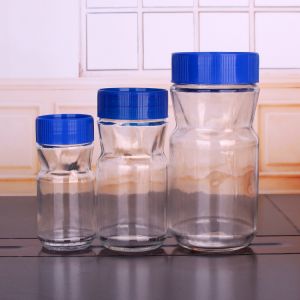 China Clear 200ml 780ml Empty Glass Coffee Jars With Plastic Lid on sale