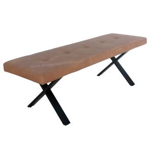 Anli PU Upholstered Dining Bench Powder Coating In Sanding Black Skin Friendly