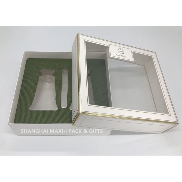 Buy cheap Fancy Square Cardboard Gift Boxes With Lids Clear Pvc Window Plastic Tray Foldable from wholesalers
