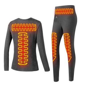 Fleece Lined Electric Heated Underwear Set Women Wireless Remote Control