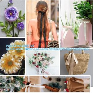 Satin Ribbon Fabric Ribbon Silk Ribbon Embellish Ribbon Rolls, 2/5" Wide 5 Yard